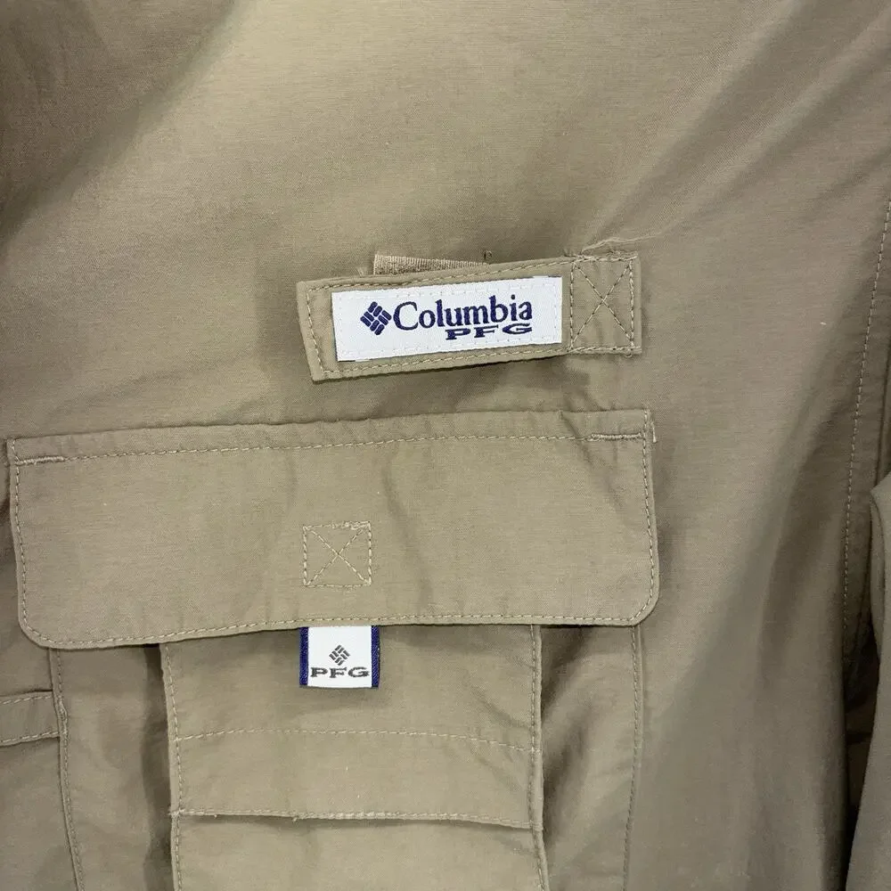 Columbia PFG Omni-Shade Shirt Men's Size XL/TG Tan Nylon Vented Fishing - Picture 2 of 8